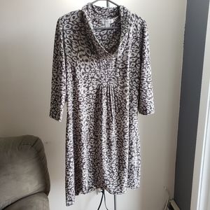 Animal Print Long Sleeve Mock Neck Dress